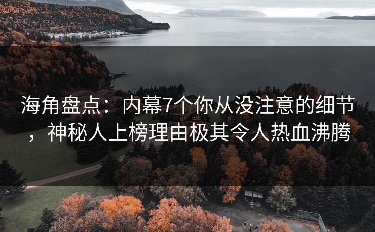 海角盘点：内幕7个你从没注意的细节，神秘人上榜理由极其令人热血沸腾